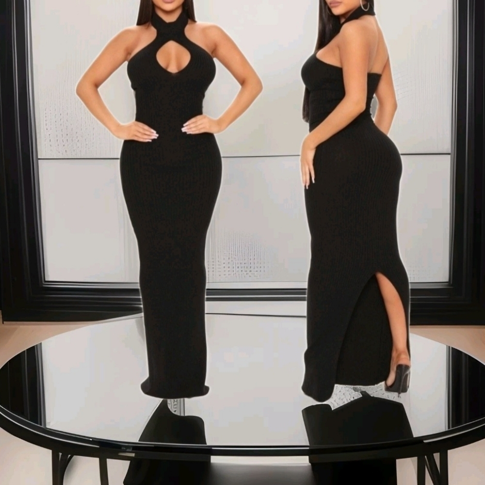 NWT Katerina Maxi Sweater Dress In Black Sz M